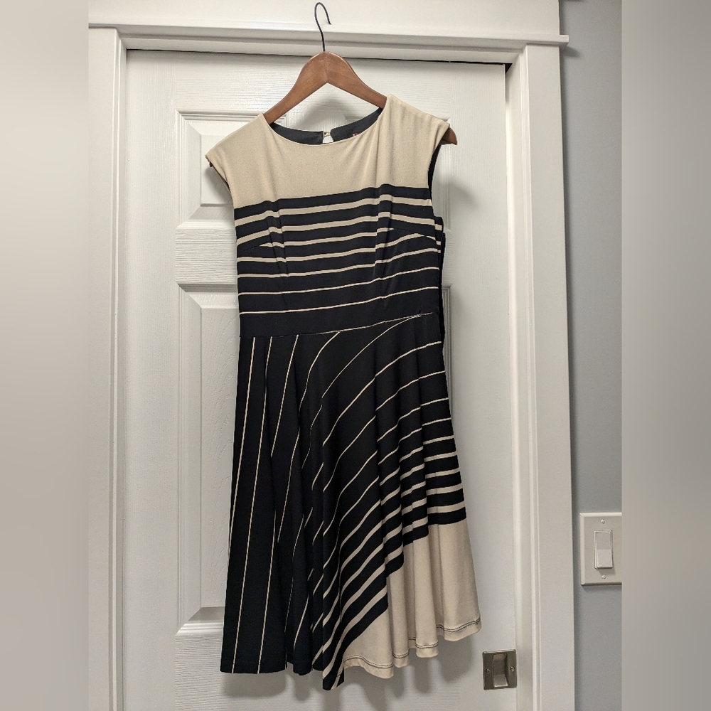 Cream/black striped sleeveless dress size small